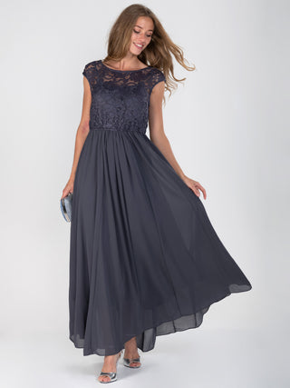 Short Sleeve Lace Maxi Chiffon Dress, Beige – Jolie Moi Retail
