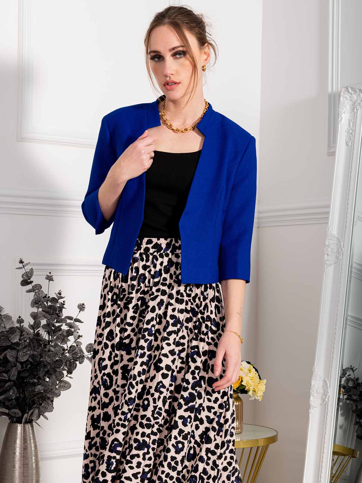 Cropped Open Jacket, Royal Blue