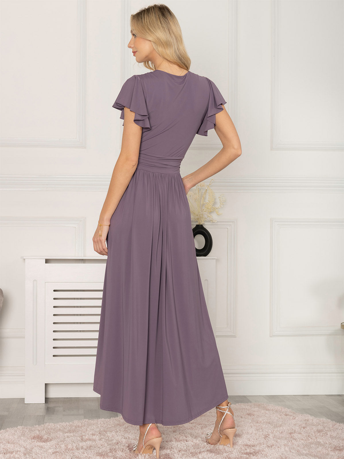 Jolie Moi Airene Cap Sleeve Maxi Dress, Mauve Purple