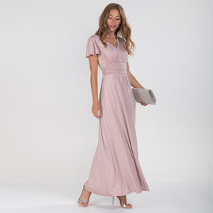 dusty pink maxi dress with sleeves