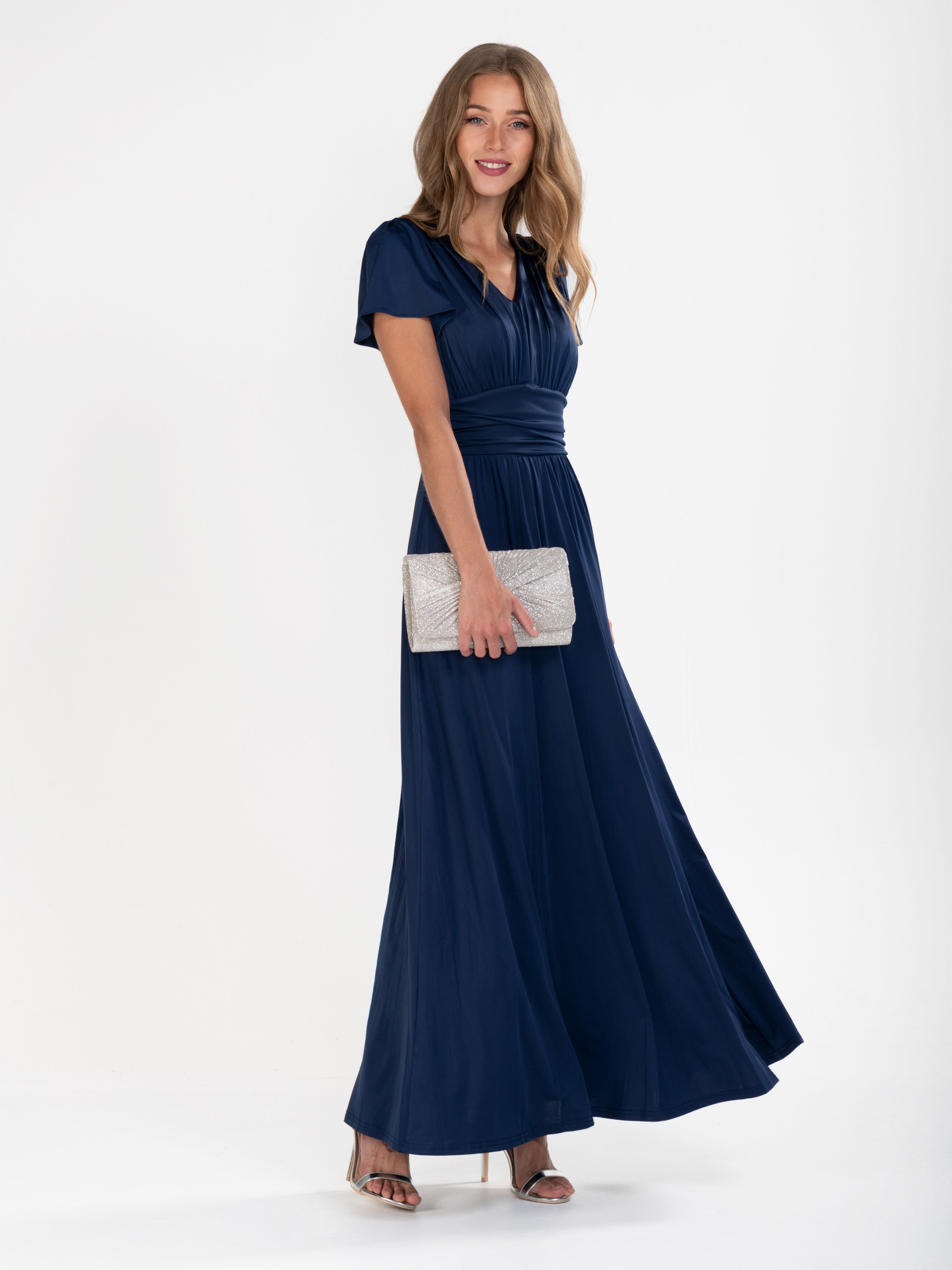 Cap Sleeve Jersey Maxi Dress , Navy