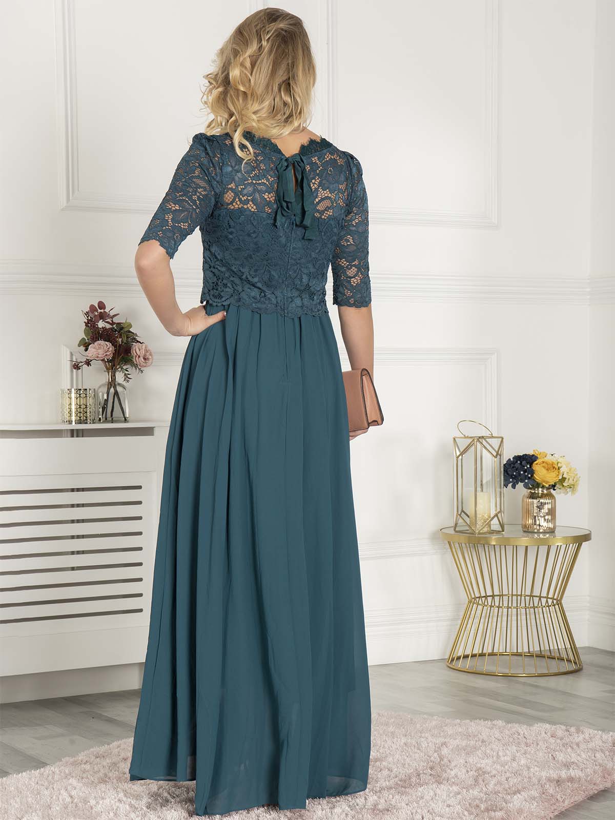 Wendy Lace Overlay Maxi Dress, Teal