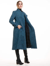 Load image into Gallery viewer, Selena Textured Flare Coat, Blue Multi
