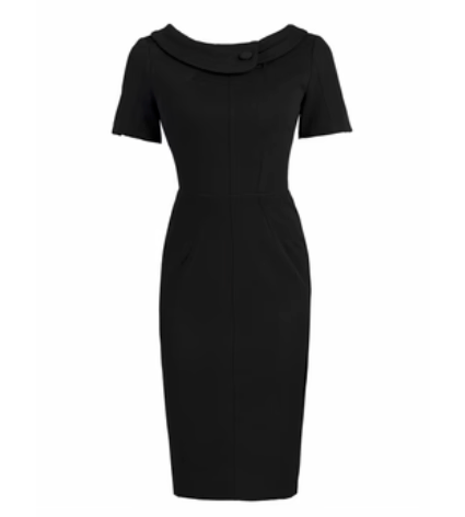 Black Short Sleeve Collared Bodycon Dress