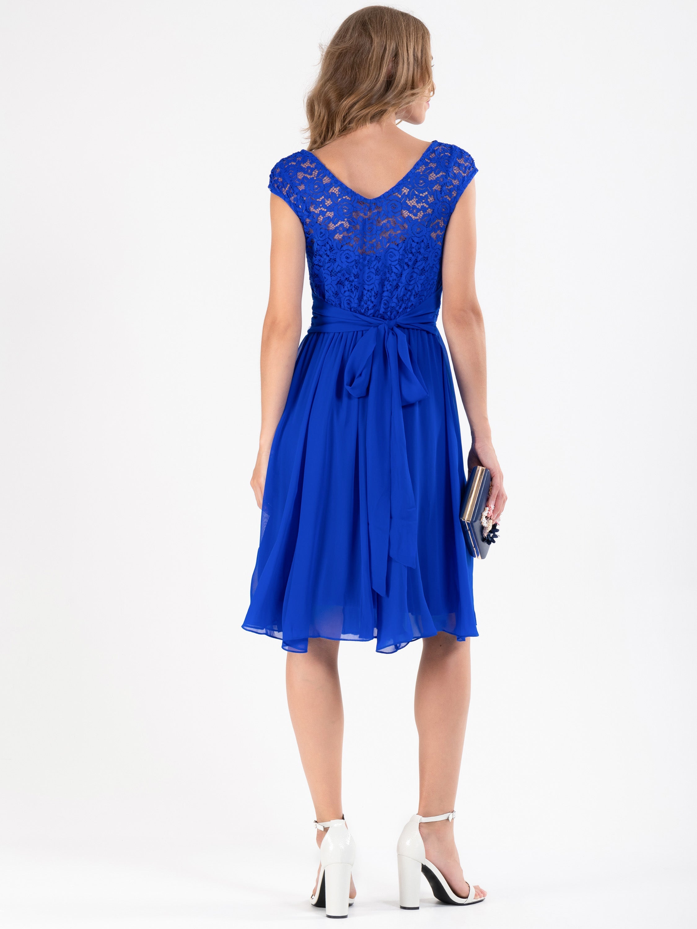 Basia Floral Lace Midi Dress, Royal Blue