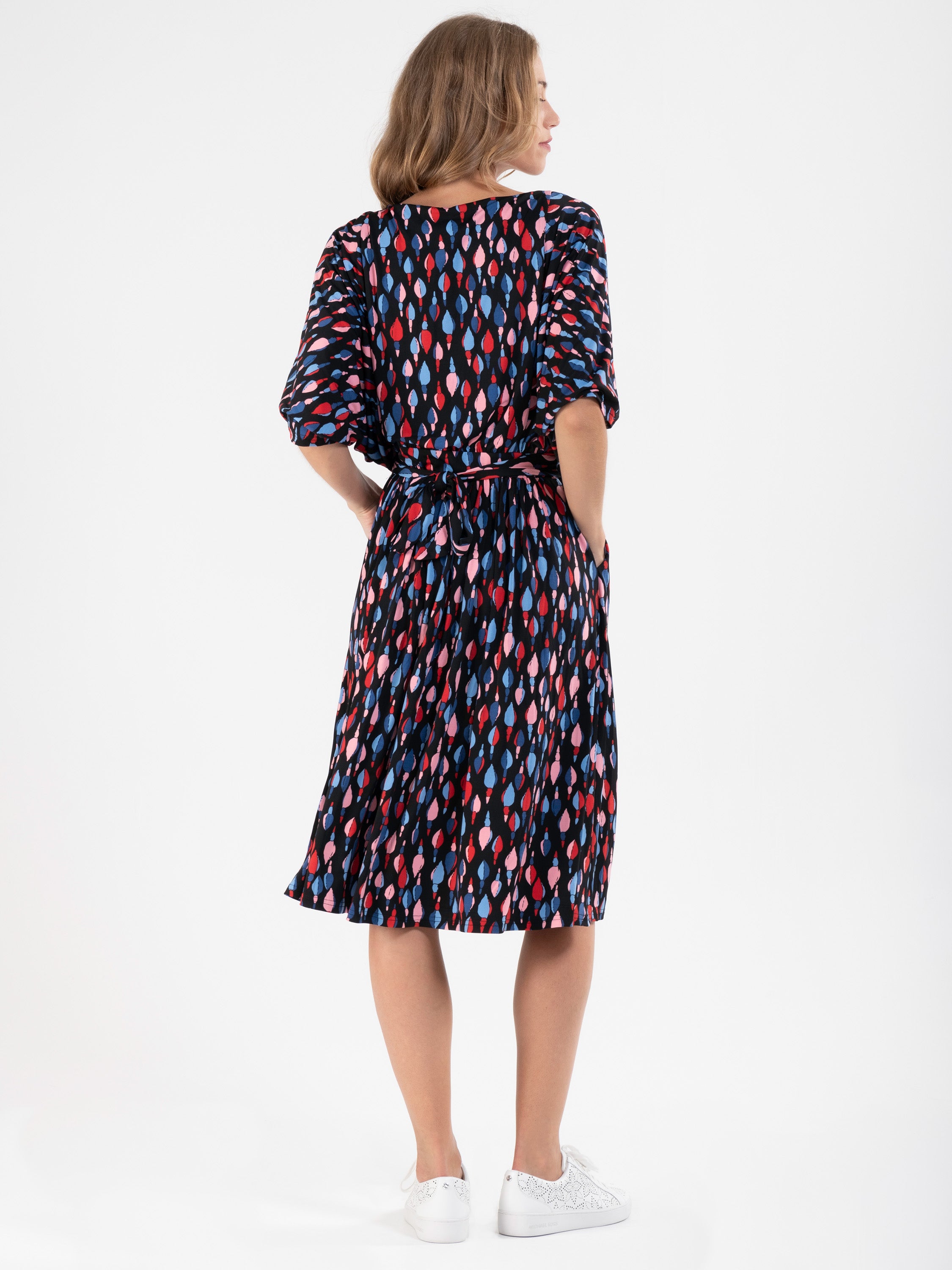 Batwing Spotty Jersey Dress, Multi