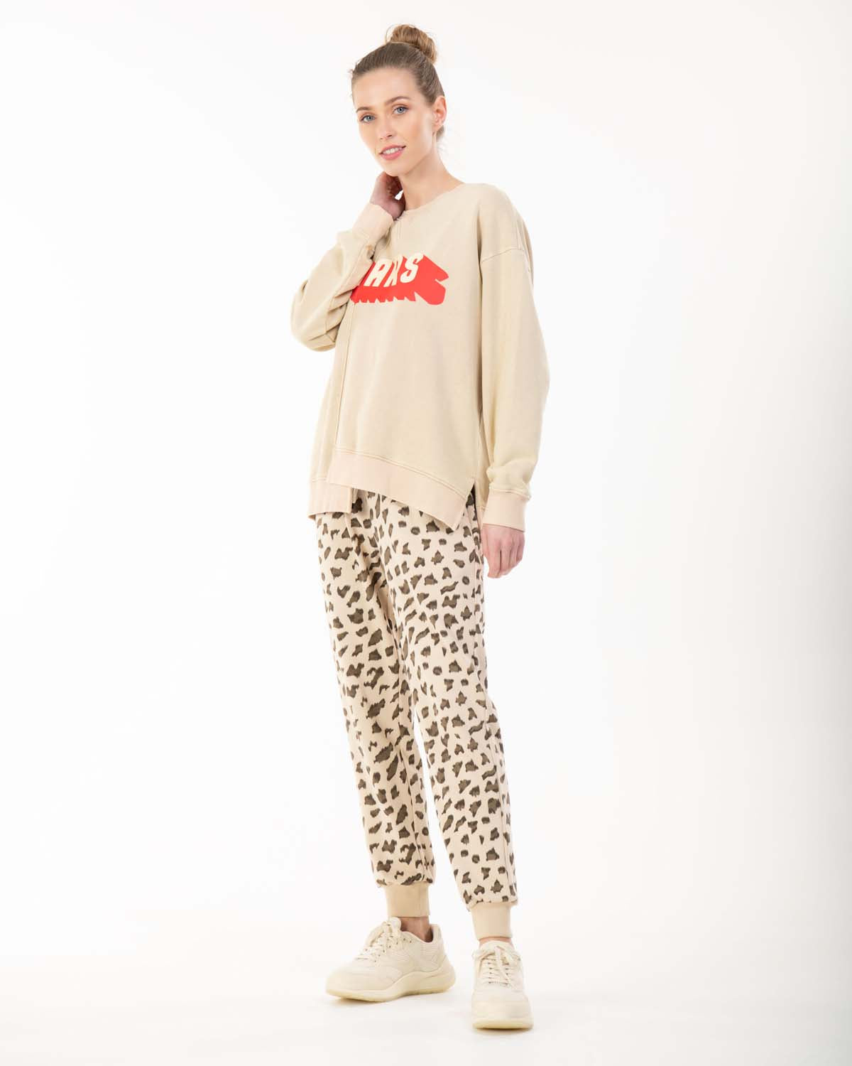 Sample Sale - Joggers, Beige Leopard Print