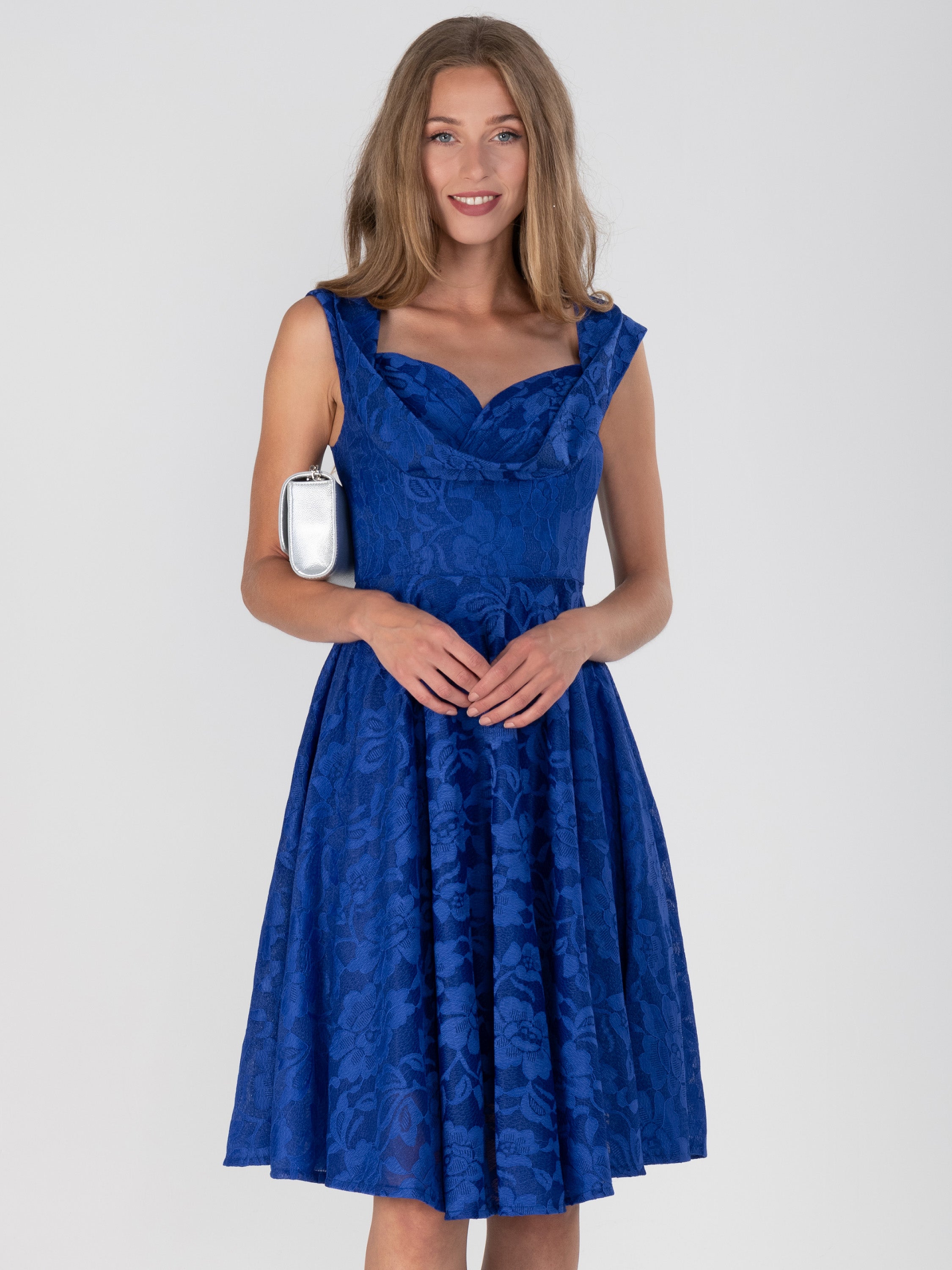 Ruched Crossover Bust Prom Dress, Royal Blue