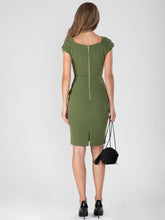 Load image into Gallery viewer, Crossover Ruched Dress, Olive Green
