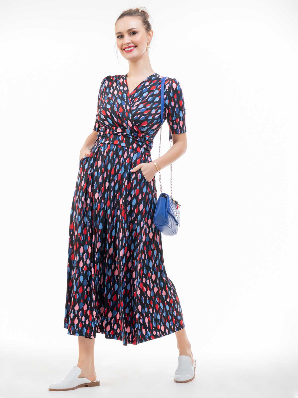 Coleen Jersey Maxi Dress, Navy Multi