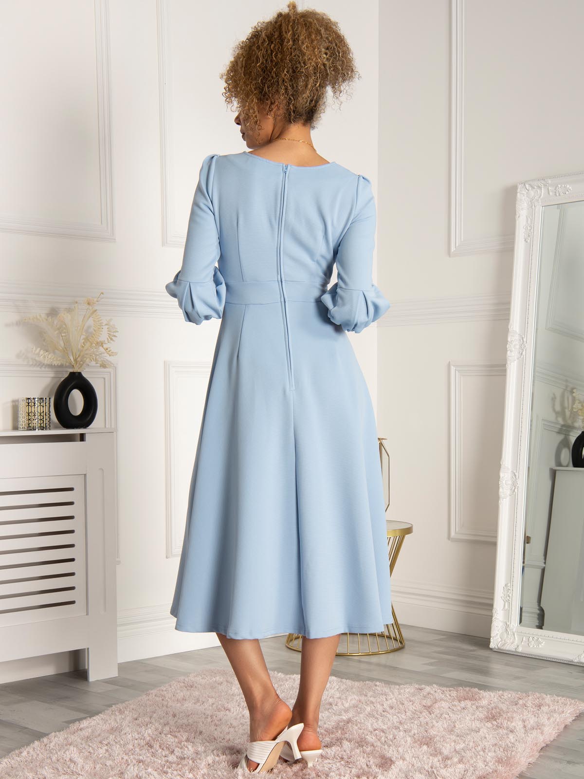 Jolie Moi Bell Sleeve Midi Dress, Blue