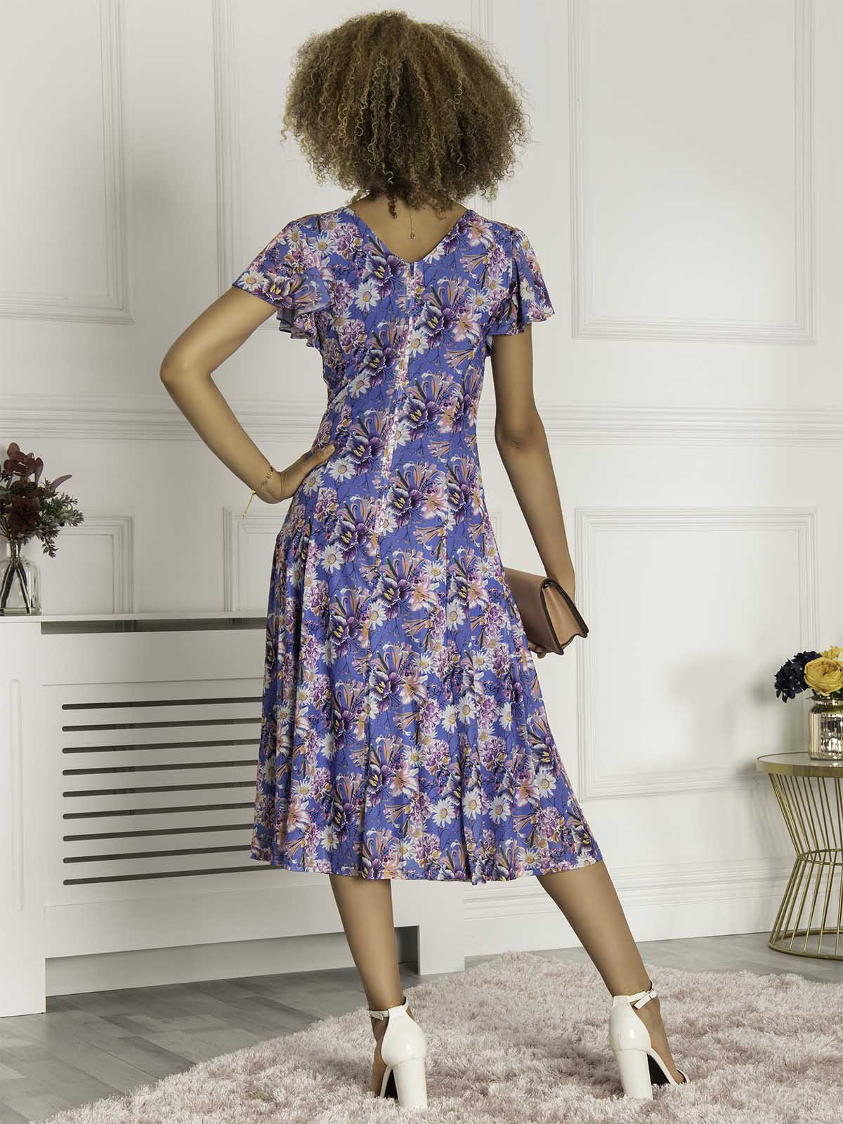 Jolie Moi Harley Floral Mesh Dress, Royal Multi