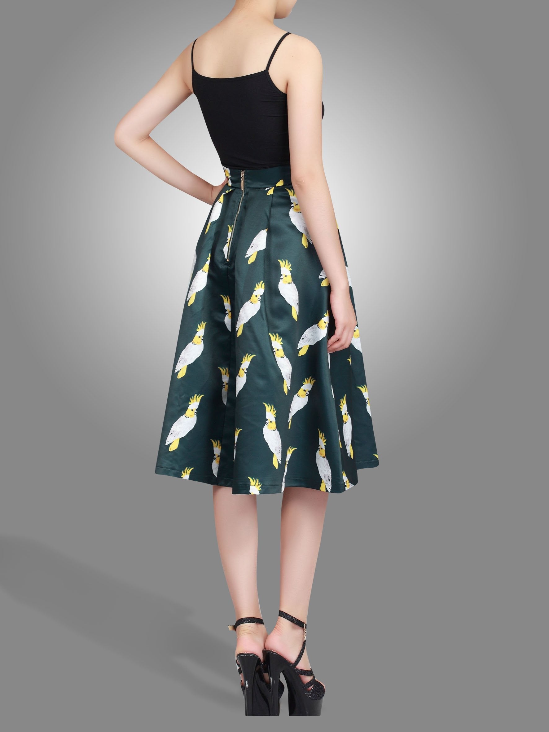 Print A-Line Skirt, Green