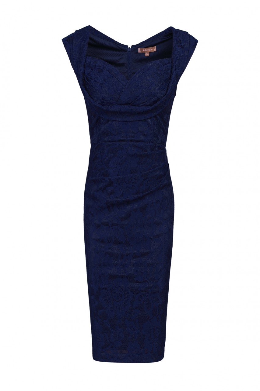 Jolie Moi Crossover Bust Ruched Shift Bridesmaid Dress, Navy