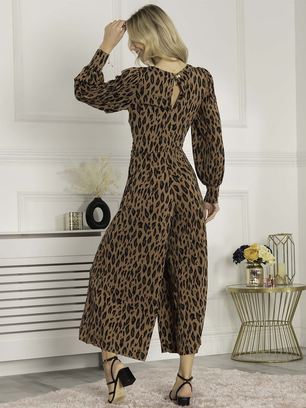 jolie moi animal print jumpsuit