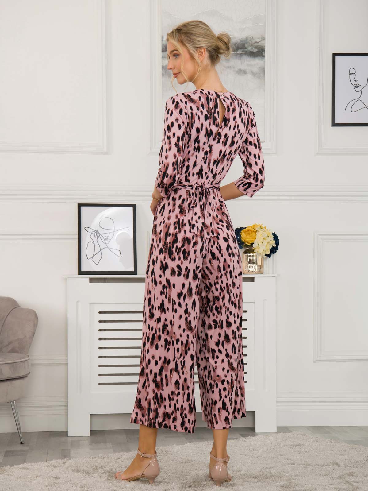 jolie moi animal print jumpsuit