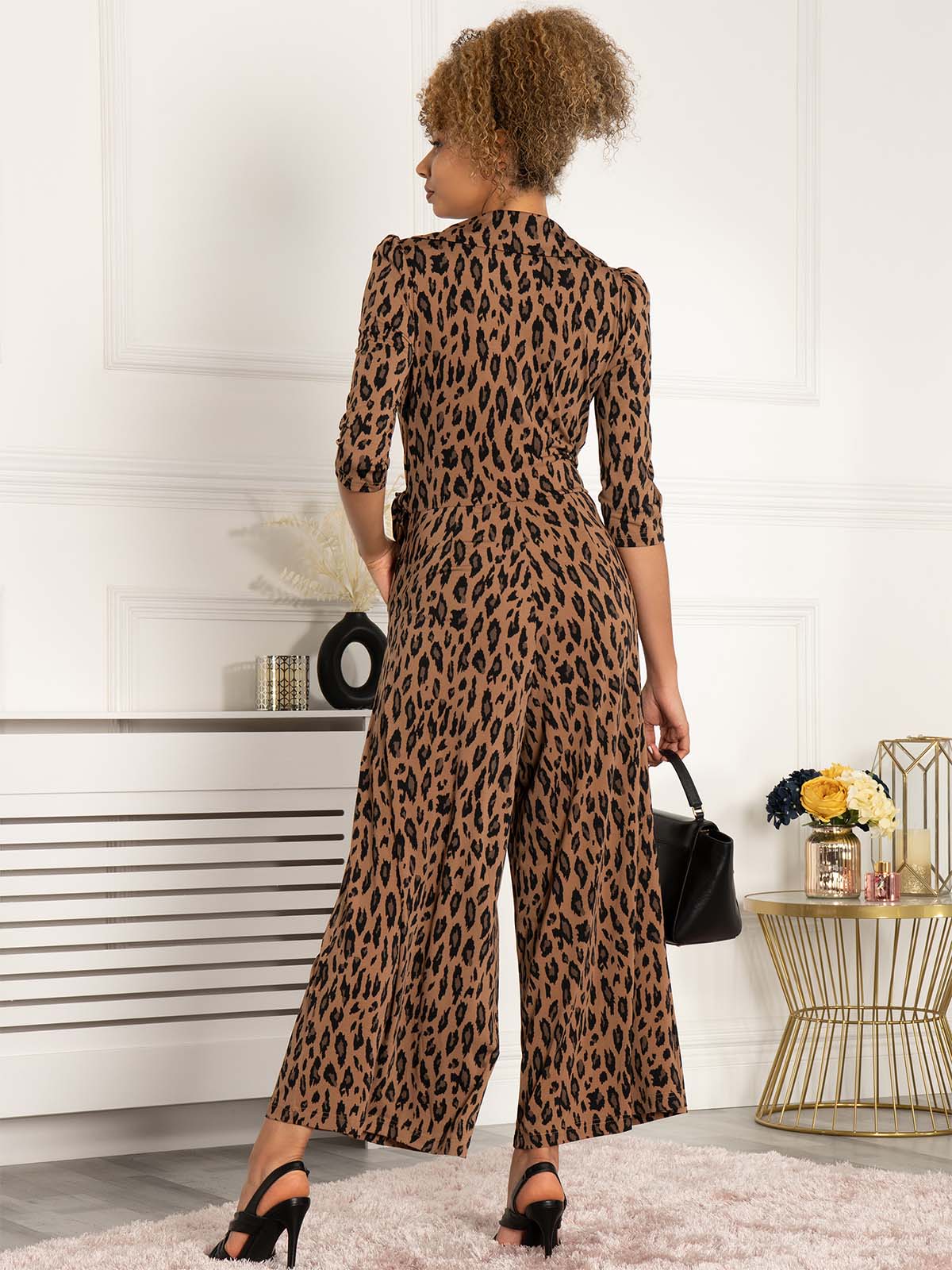 jolie moi animal print jumpsuit