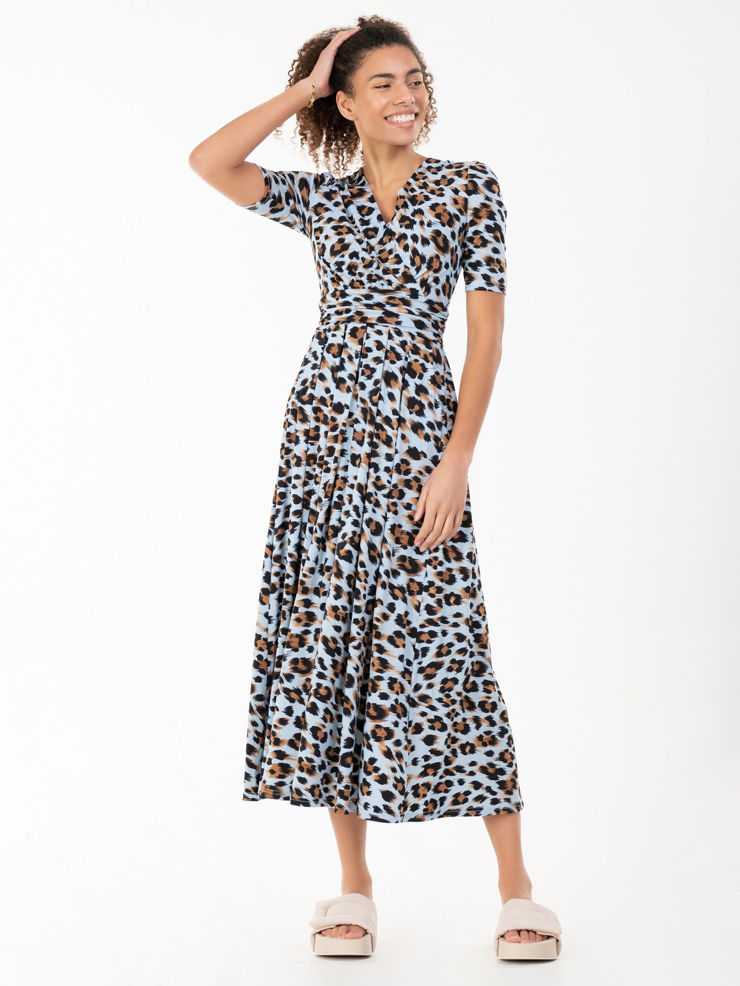 Jolie Moi Jenny Animal Print Maxi Dress, Blue Animal