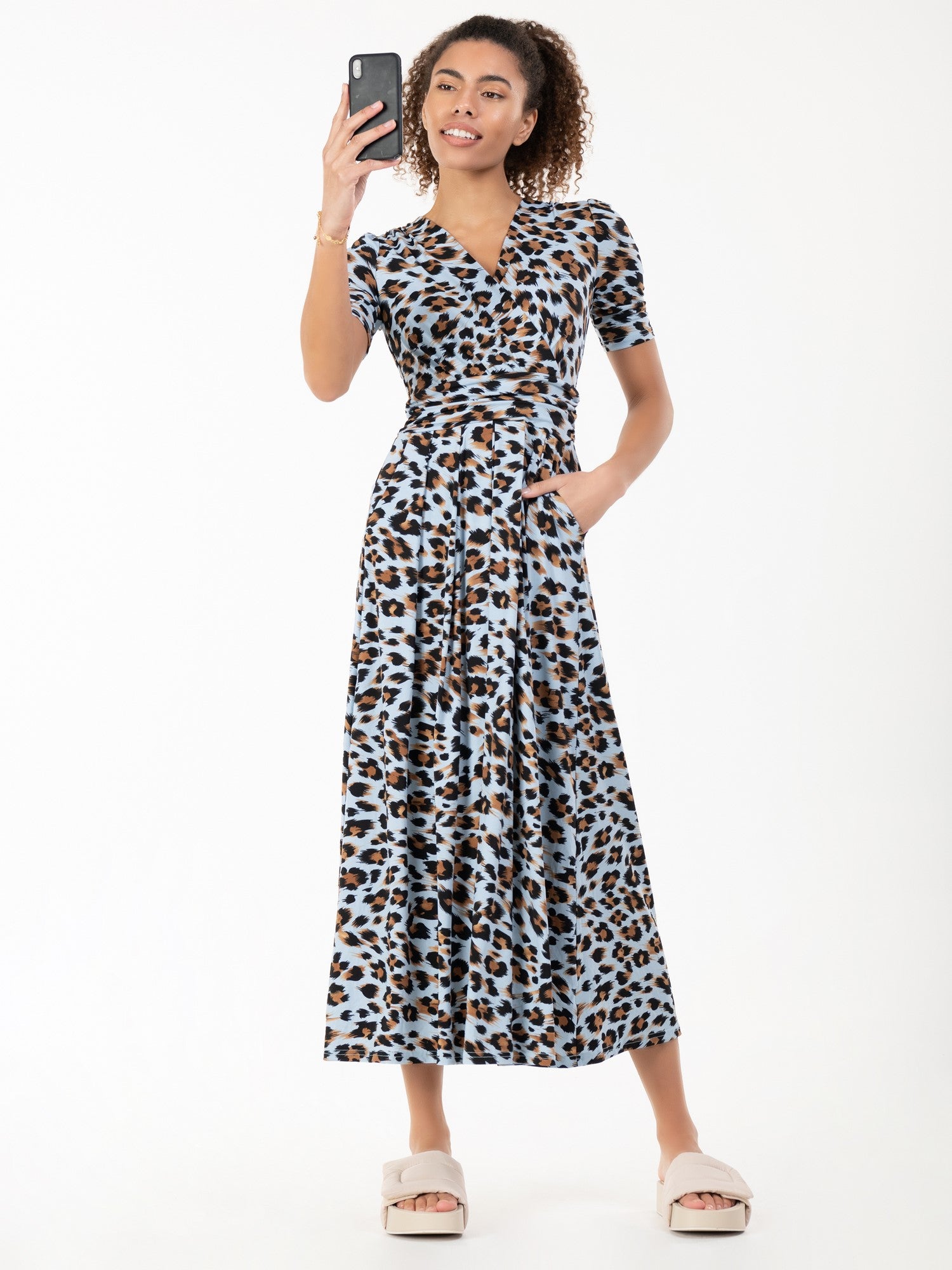 Jolie Moi Jenny Animal Print Maxi Dress, Blue Animal