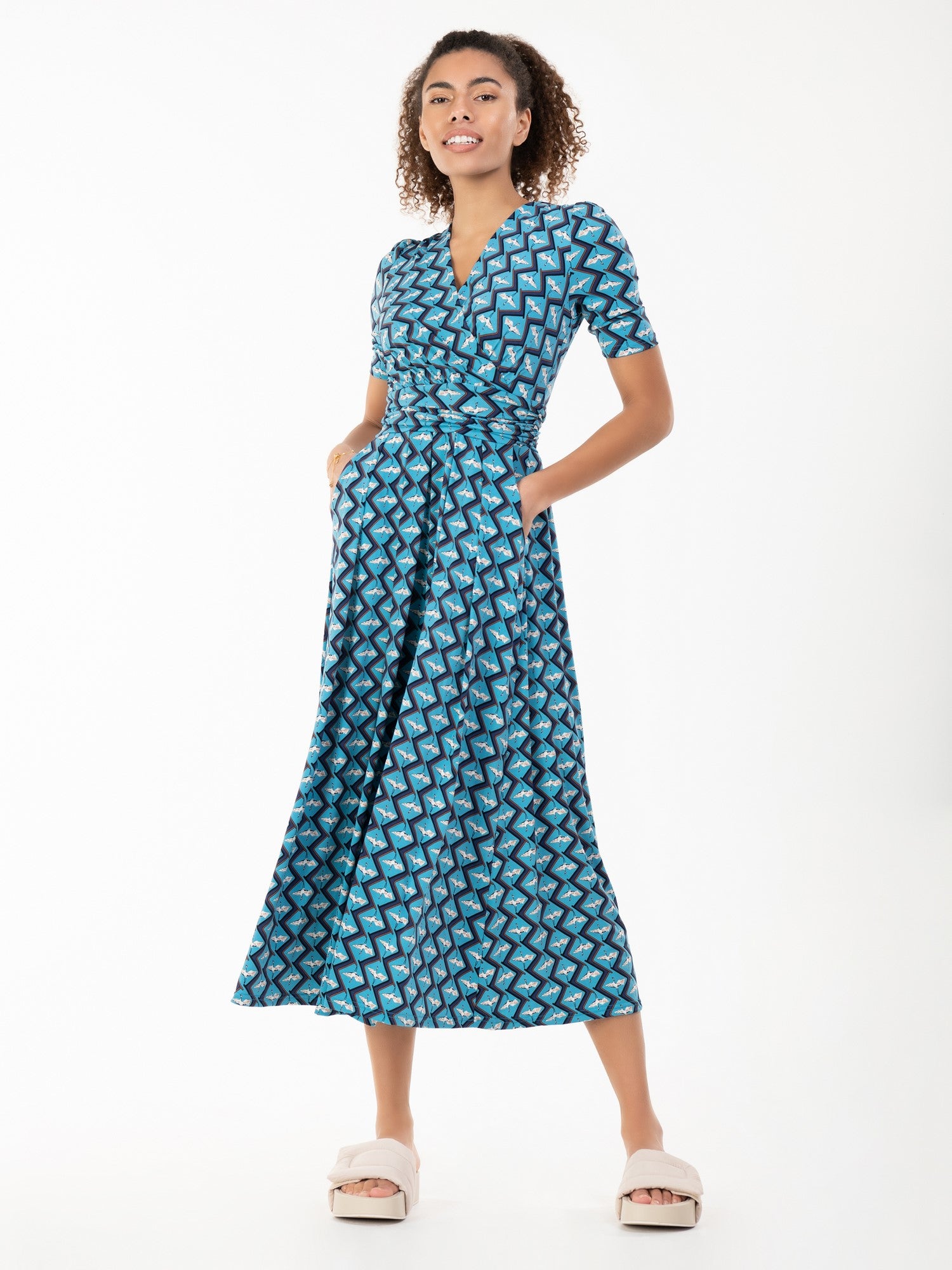 Jolie Moi Molly Geo Print Maxi Dress, Blue Geo