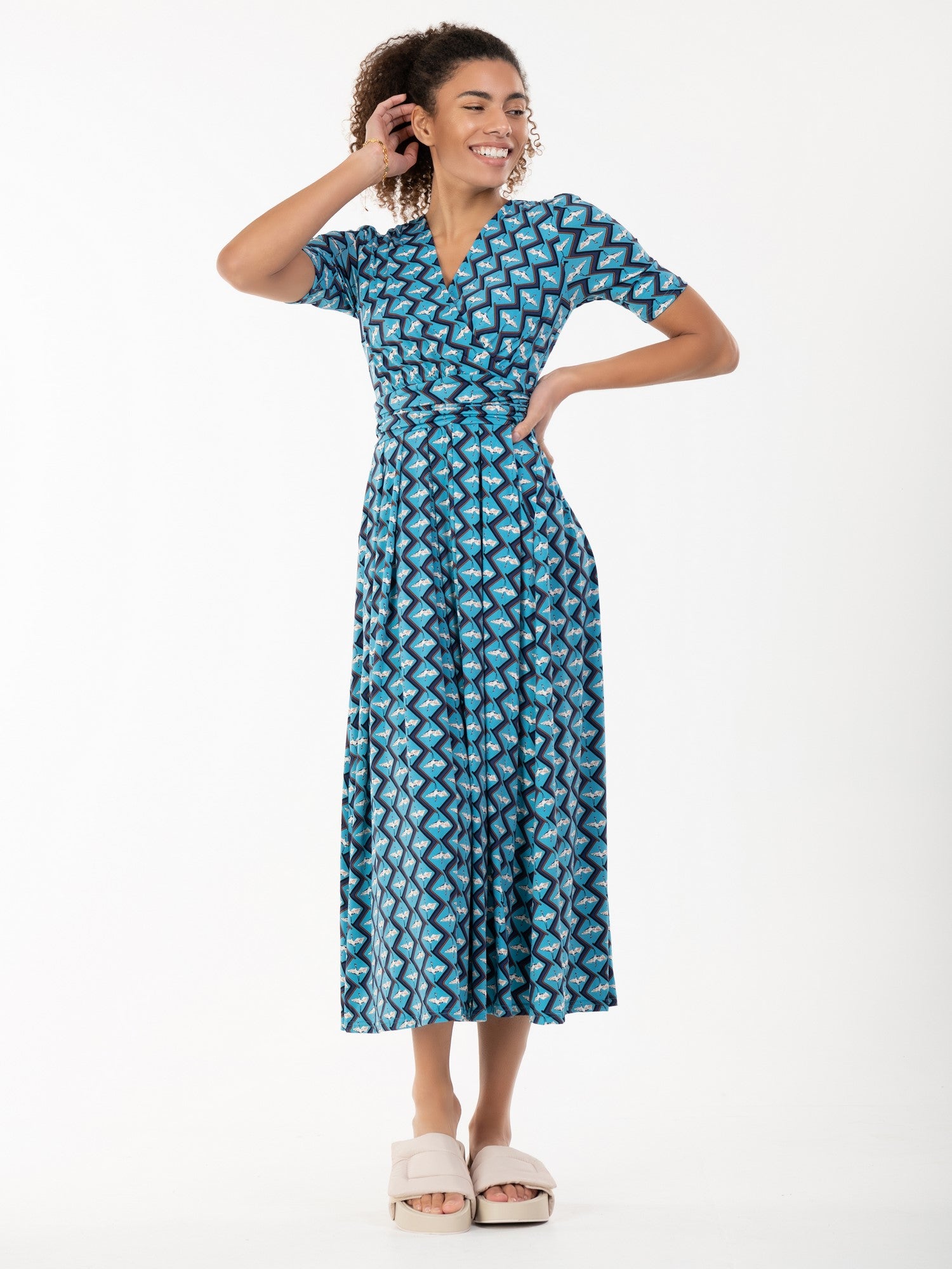 Jolie Moi Molly Geo Print Maxi Dress, Blue Geo