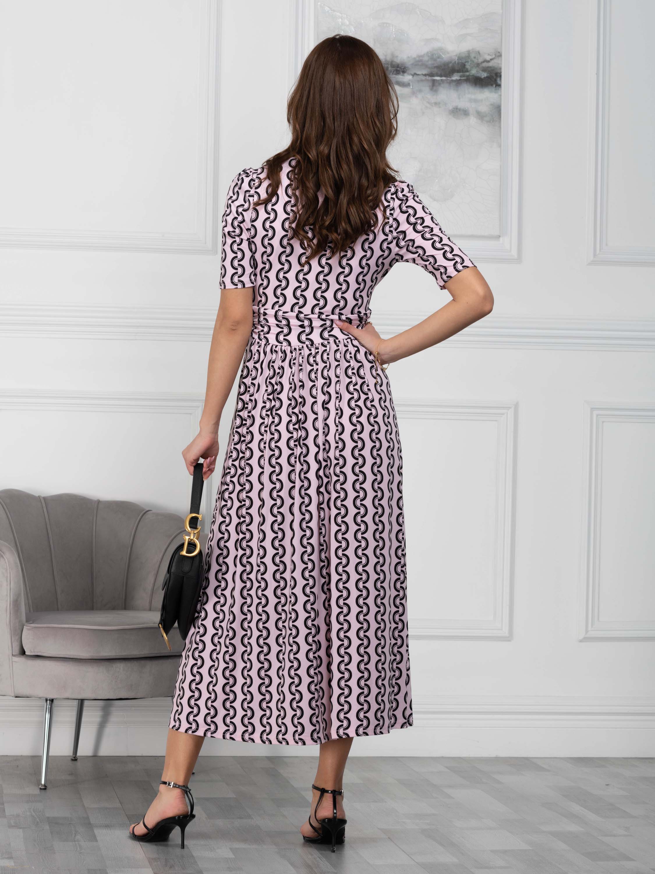 Jolie Moi Molly Geo Print Maxi Dress, Pink Geo