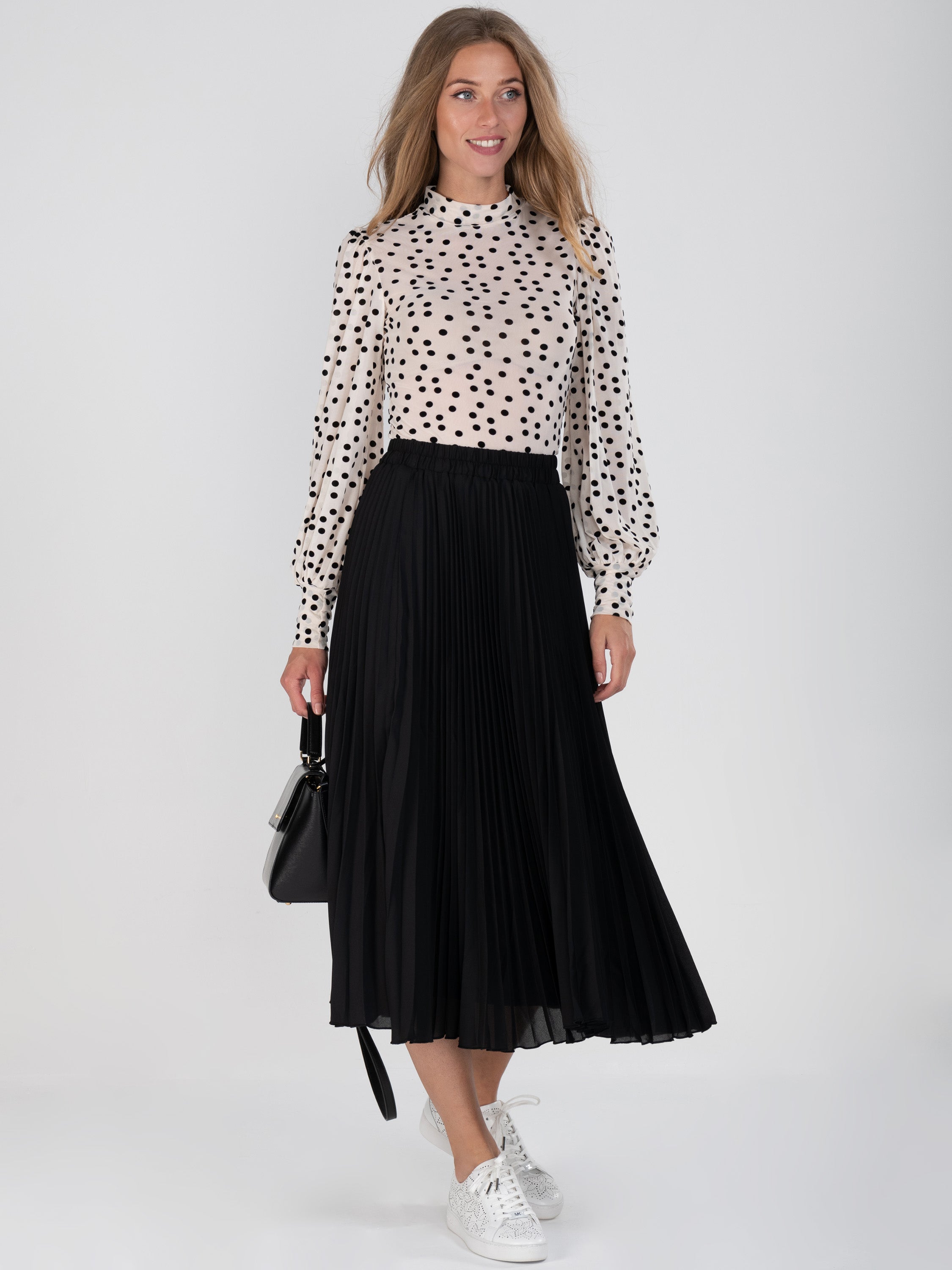 Black Pleated Full Circle Midi Skirt