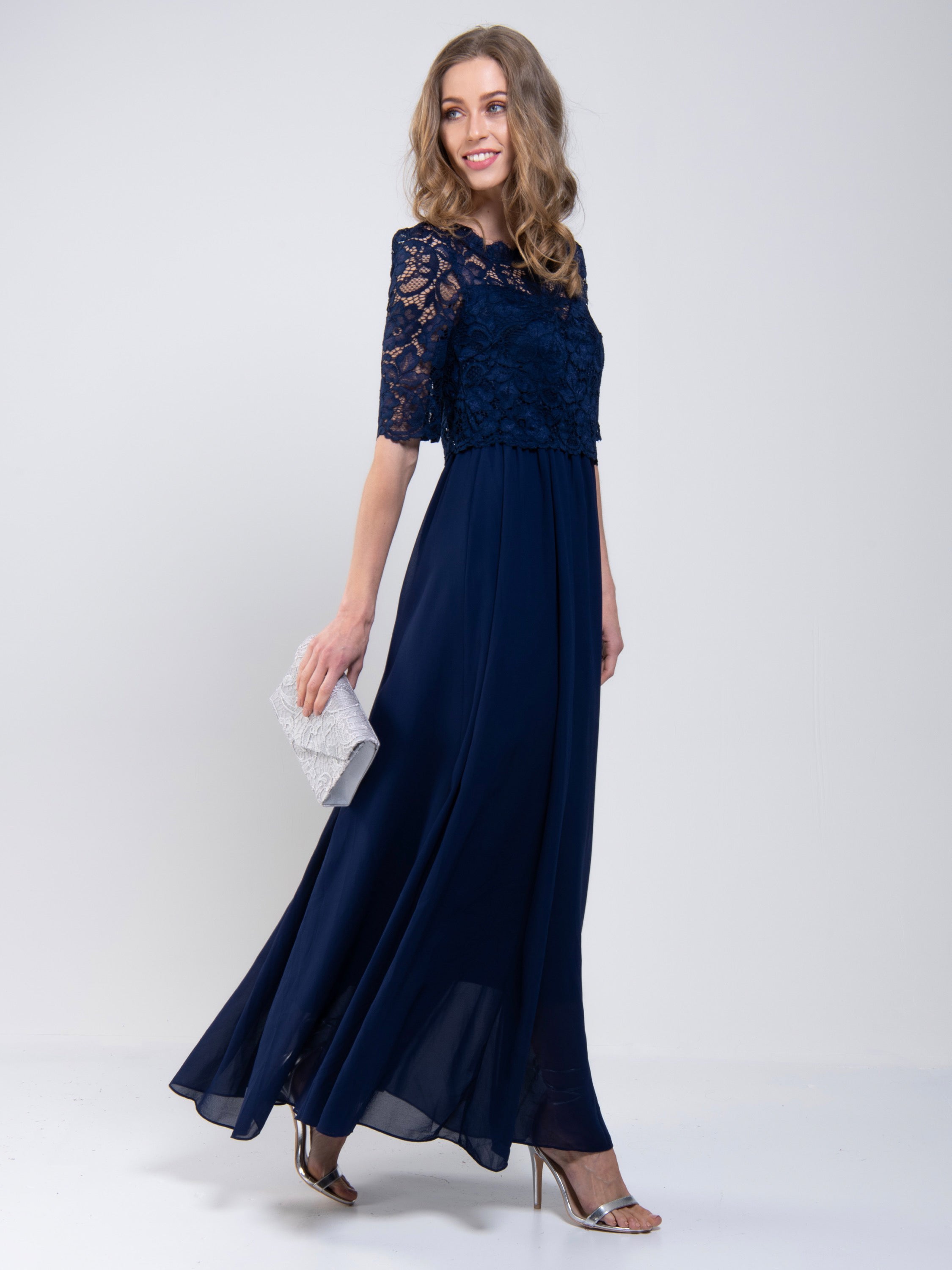 Wendy Lace Overlay Maxi Dress, Navy