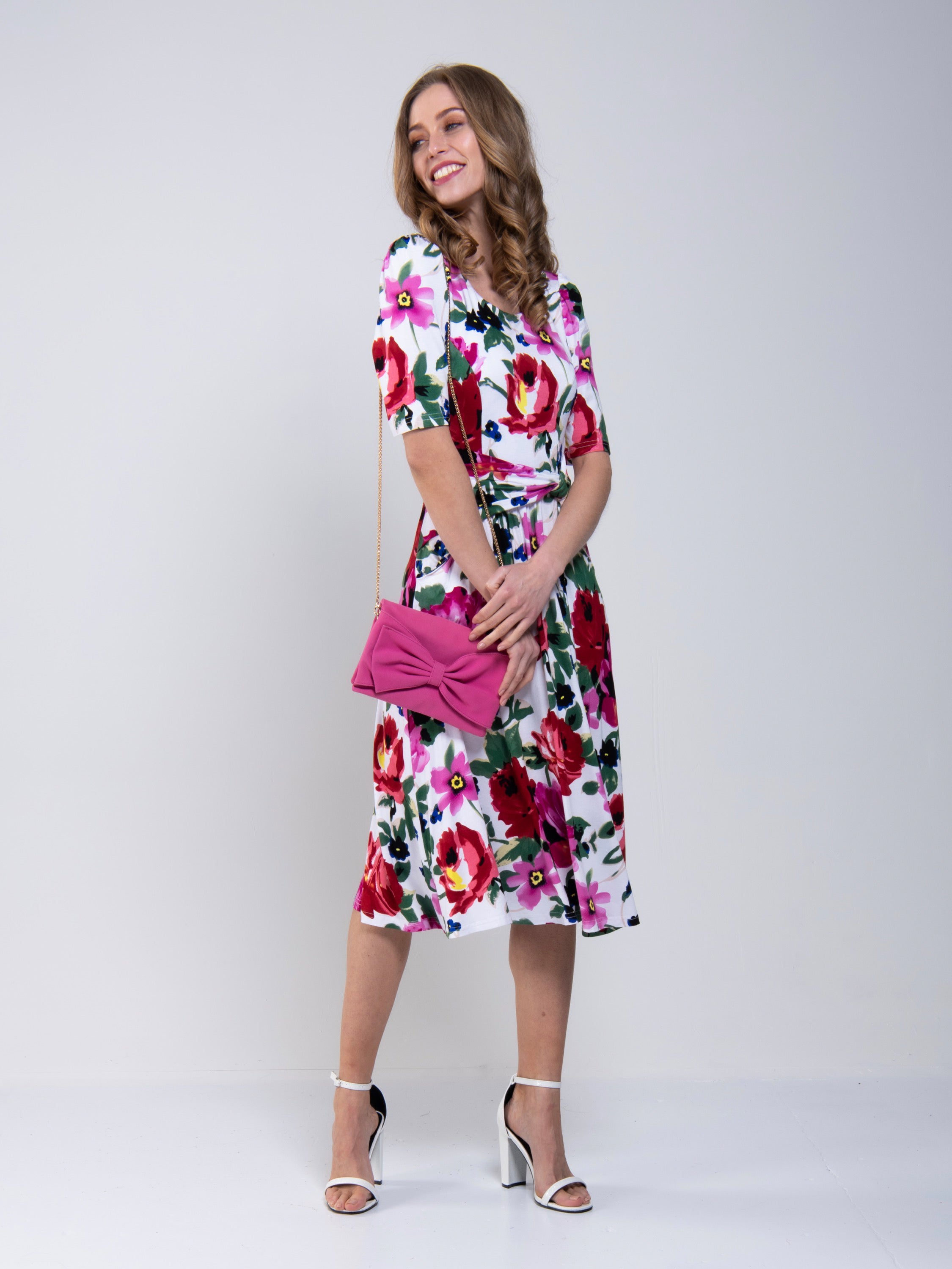 Jolie Moi Floral Tea Dress, Pink