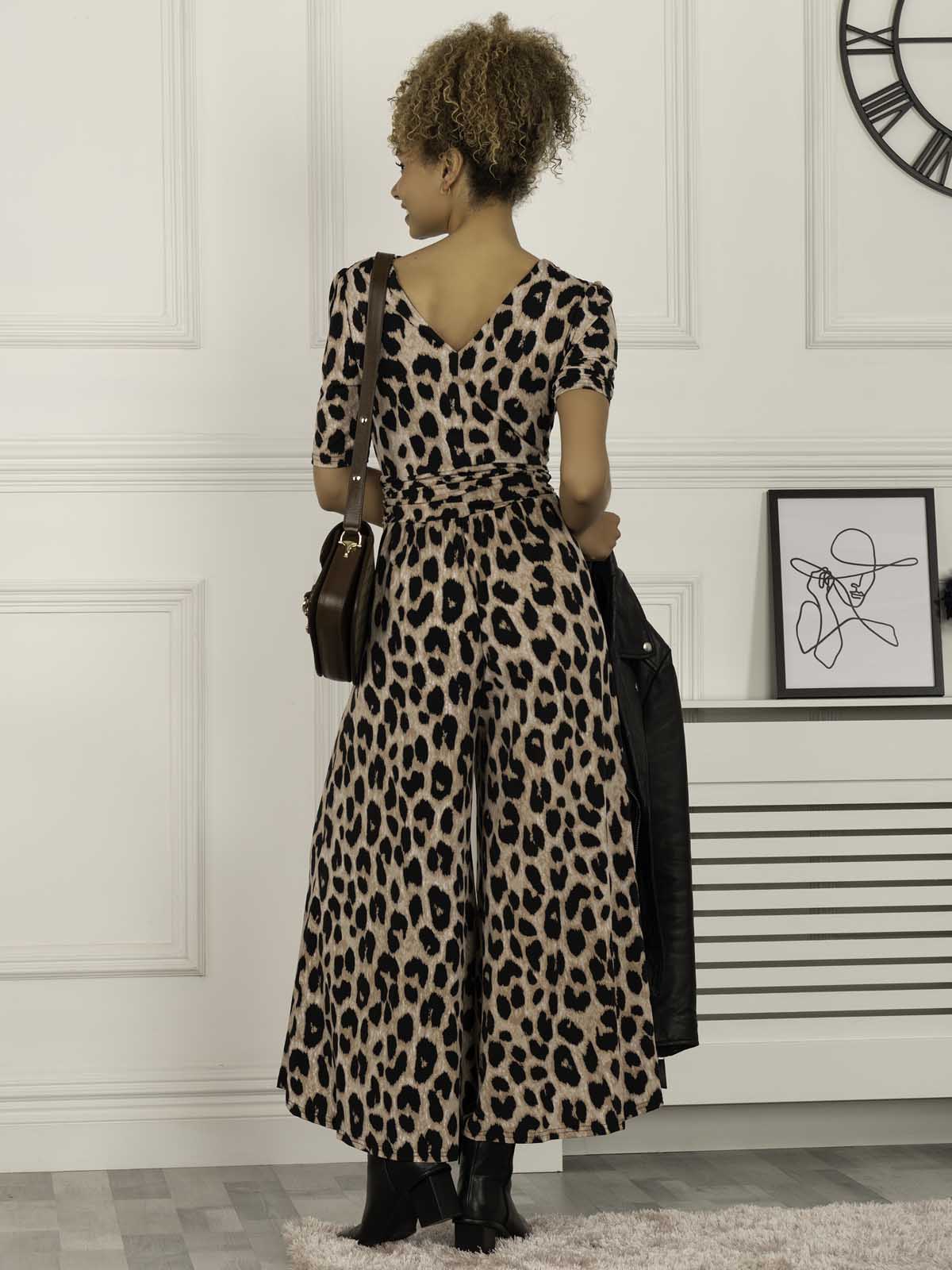 jolie moi animal print jumpsuit