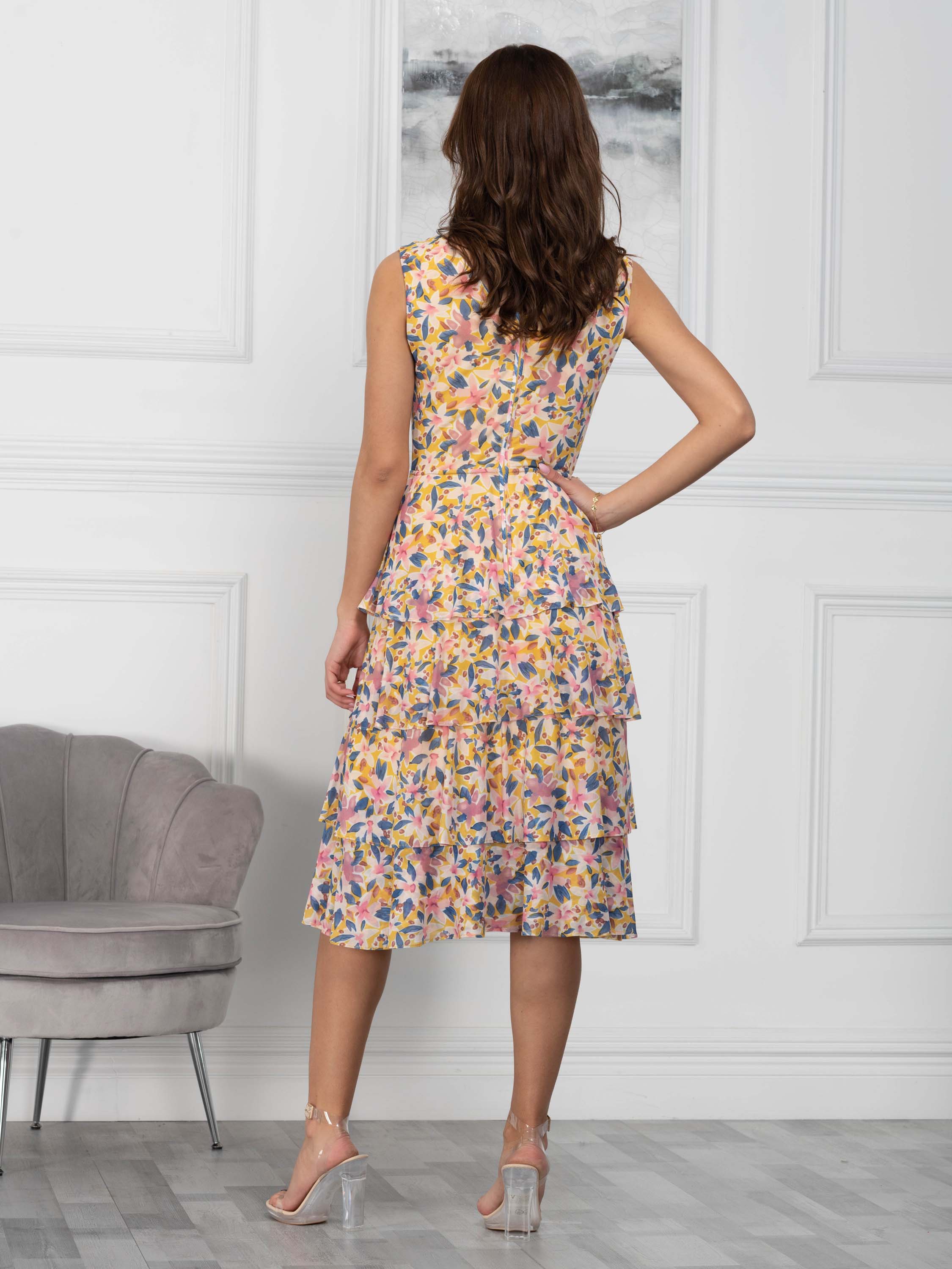 Sample Sale - Ruffle Midi Dress, Yellow Floral