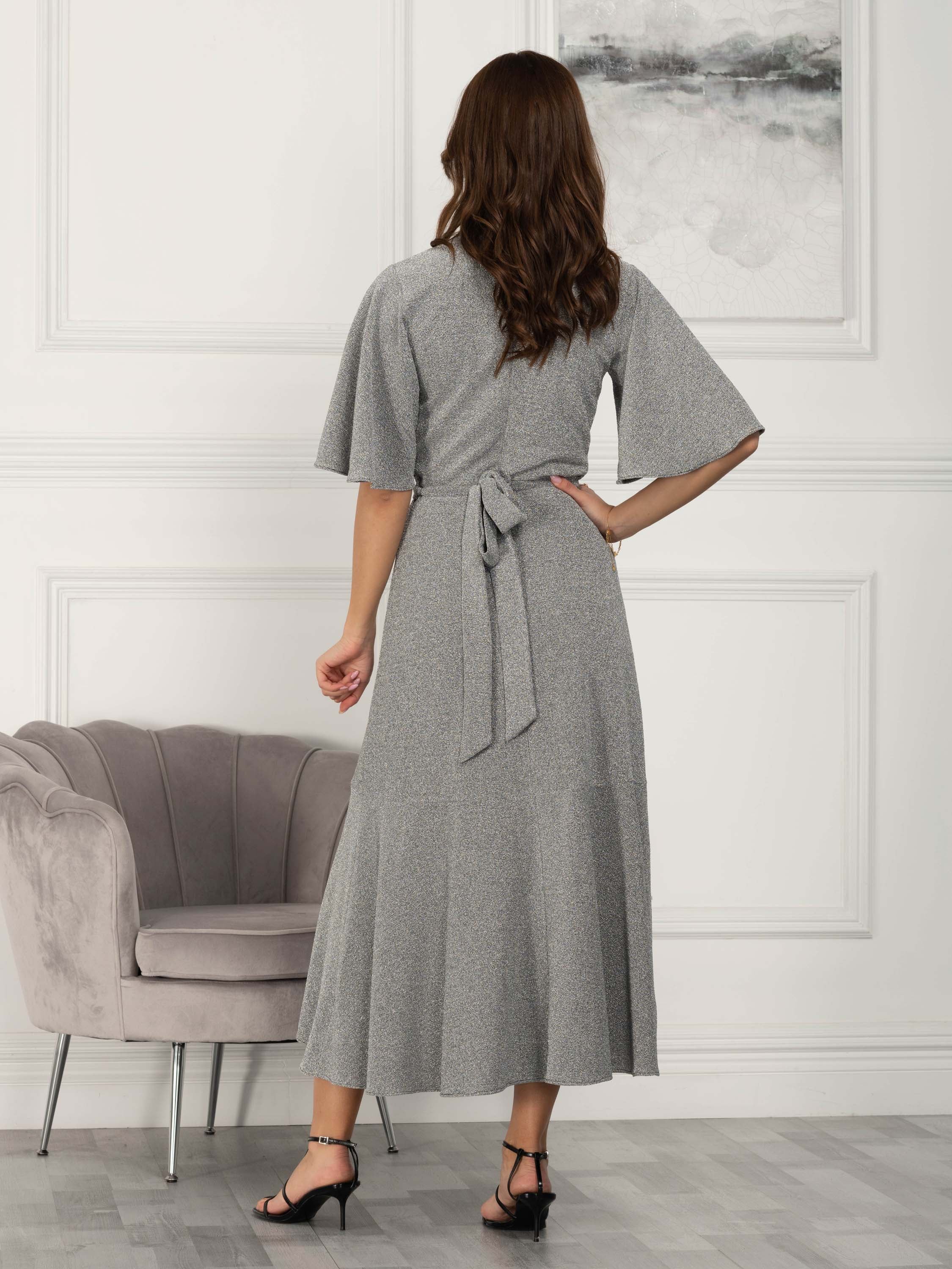 Sample Sale - Wrap Maxi Dress, Silver