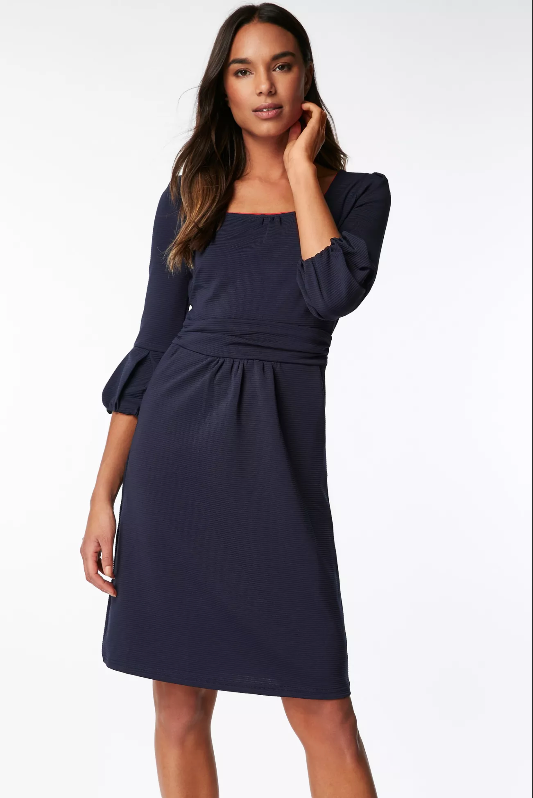 Jolie Moi Bell Sleeve Boat Neck Pencil Dress, Navy