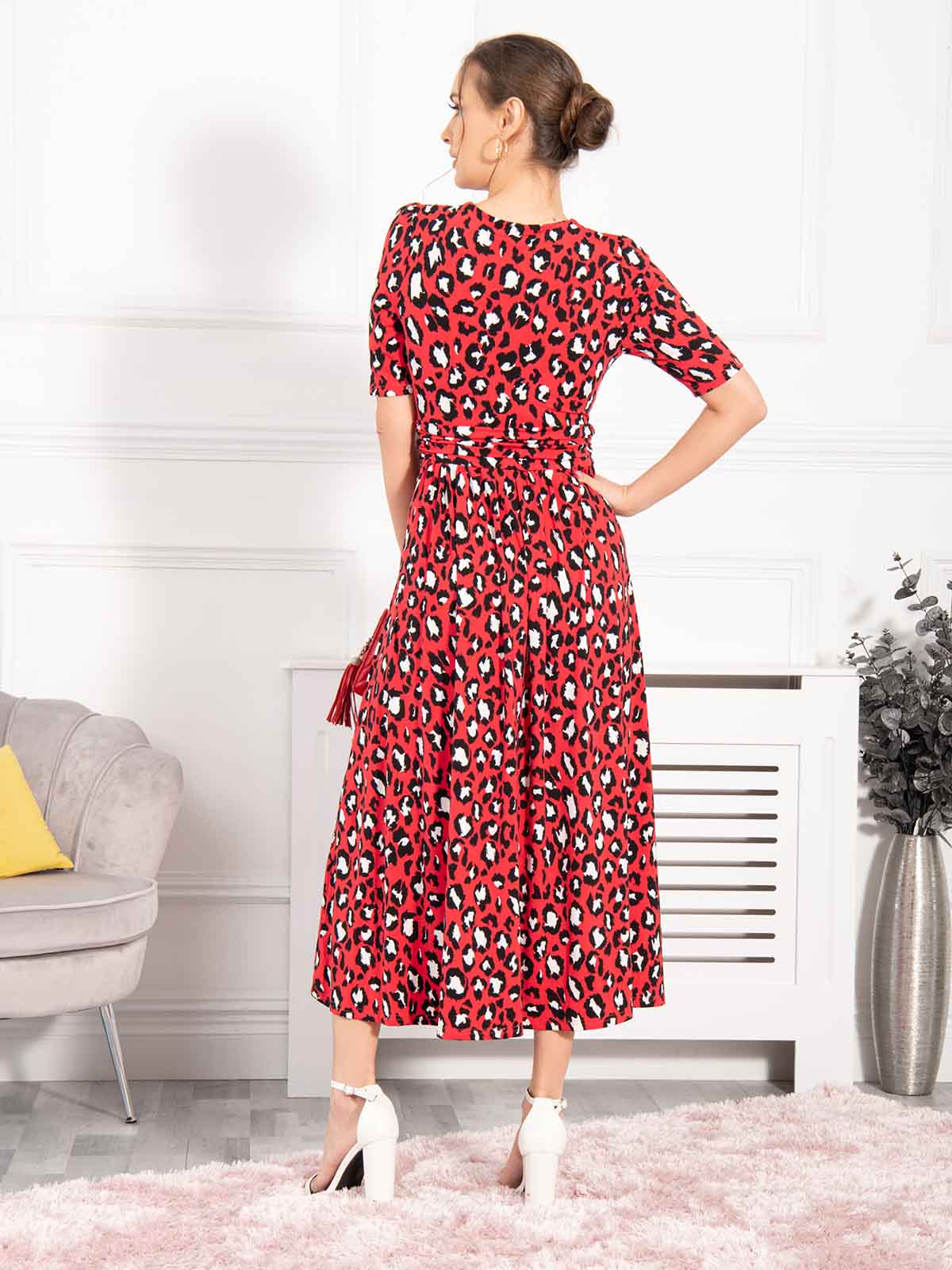 Jolie Moi Josie Animal Print Dress, Red