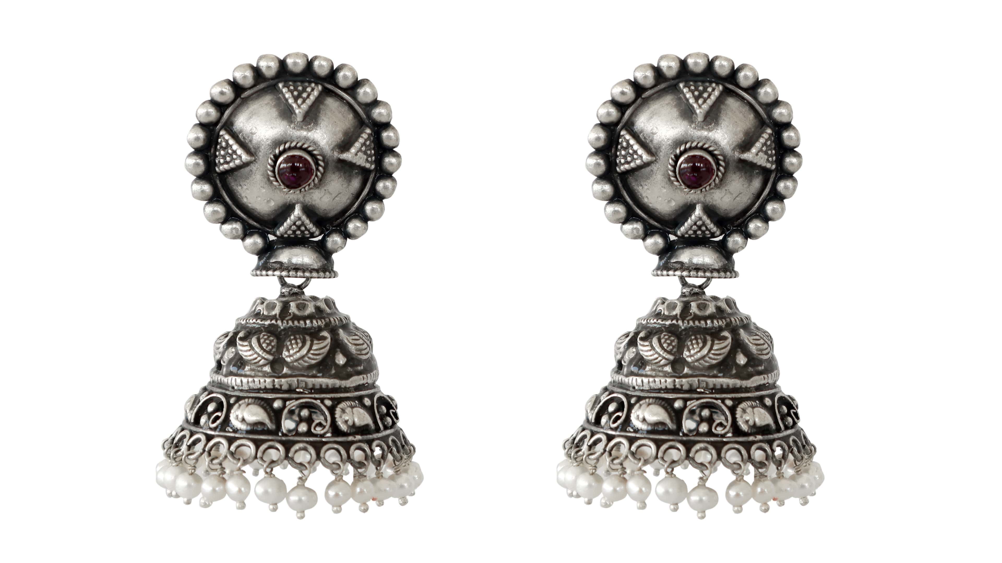 traditional silver jhumki