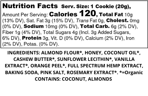 Orange Cashew-sicle Nutrition Label