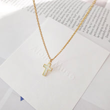 Load image into Gallery viewer, Opal Shell Cross Pendant Necklace
