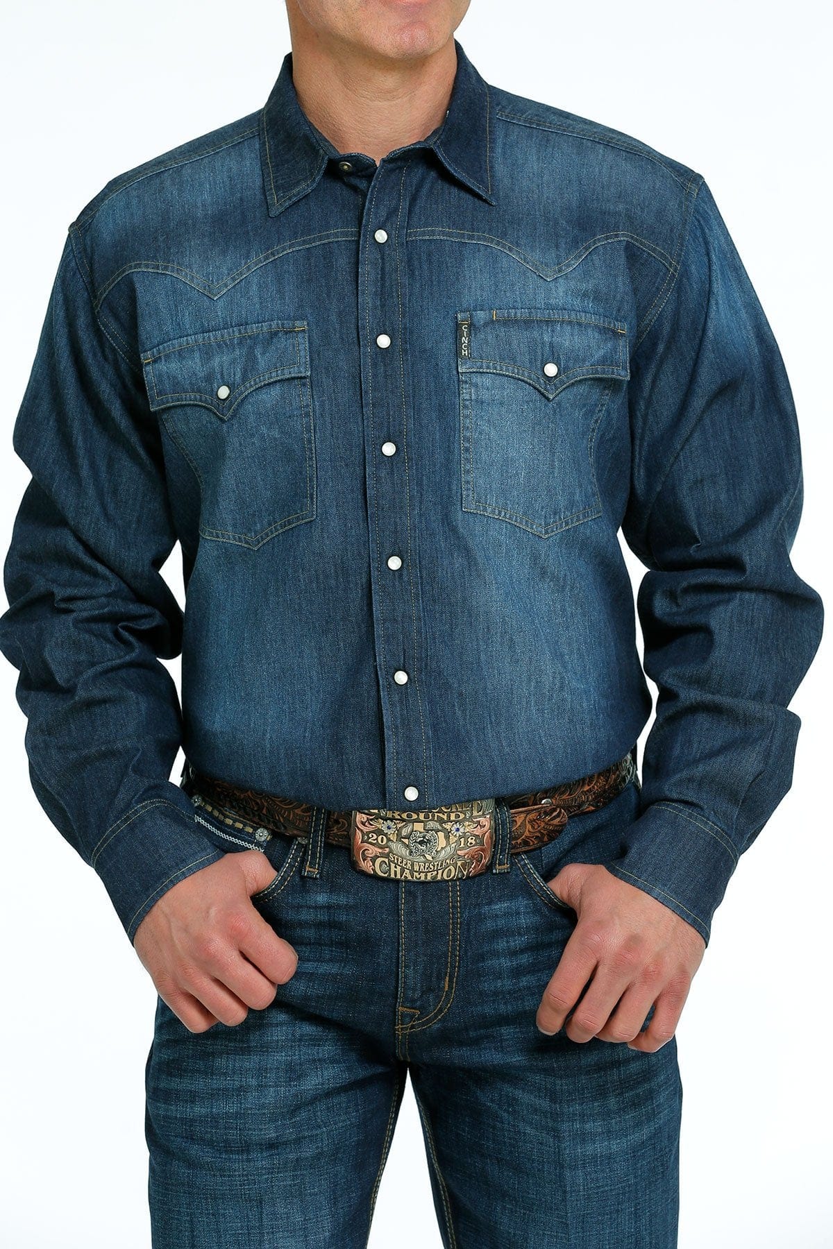 Cinch Men's Denim Western Pearl Snap Shirt – Cowboy Swagger