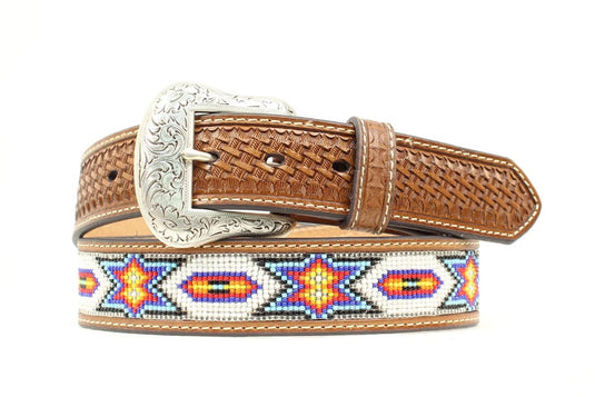 Nocona Ladies Belt - Embossed Overlay with Studs