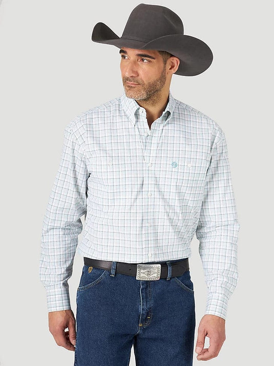 Wrangler Men's George Strait Long Sleeve Button Down Two Pocket Plaid –  Cowboy Swagger