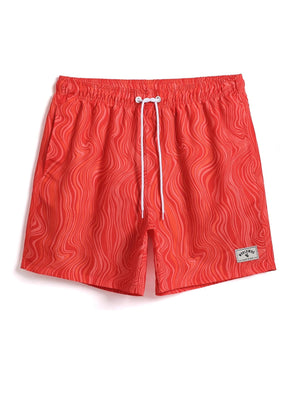 Striped Patched Waist Swim Trunks - Waves And Trunks