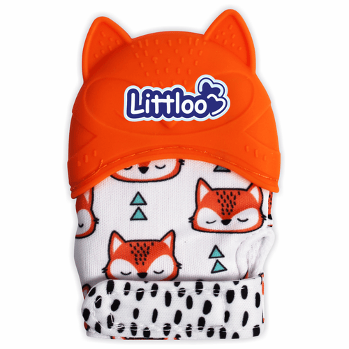 Littloo Fox Mittens Teether - Soothing Relief for Teething Babies | Orange | 1 Pair