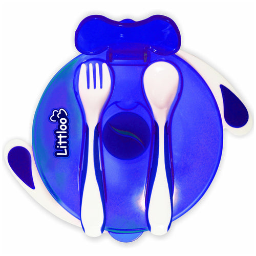 Littloo Feeding Bowl with Fork & Spoon | Blue