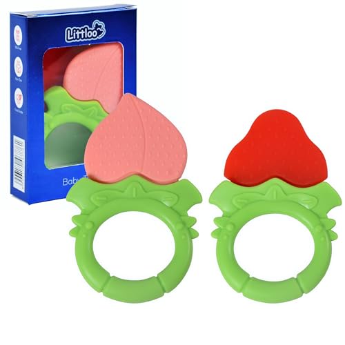 Littloo Baby Teether (Pack of 2): Pink & Red