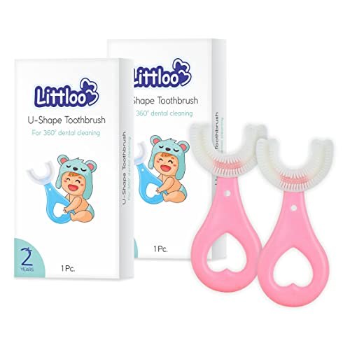 LITTLOO U-shaped Kids Toothbrush - Pack of 2(Pink)