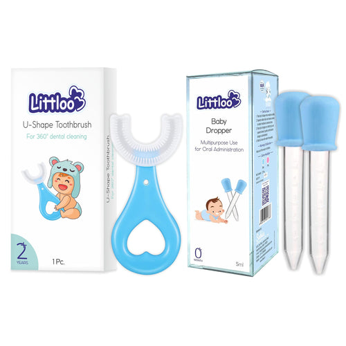 Littloo Baby Dropper & U-Shape Silicon Tooth Brush (Pack Of 1)