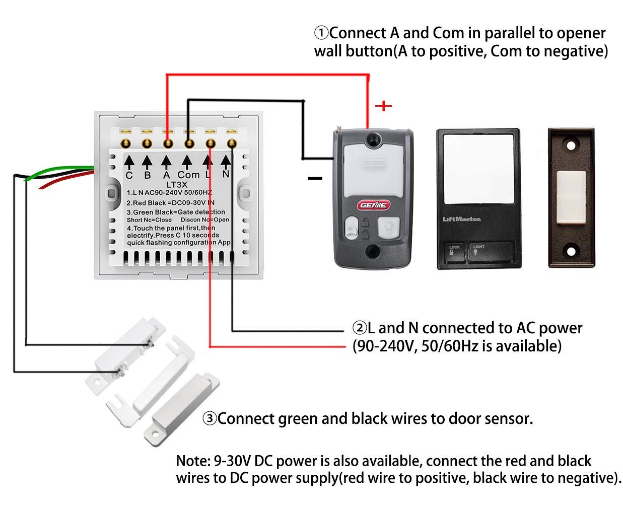 Wireless Garage Door Opener Remote Wifi Switch Universal Controlled By