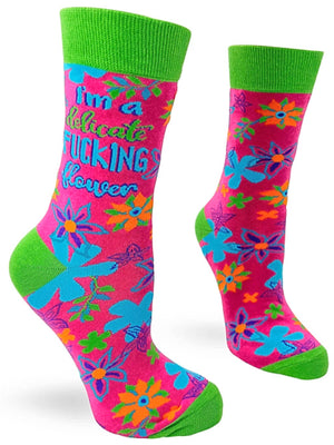 Delicate Fucking Flower Socks  Funny Crew Socks for Women - Cute