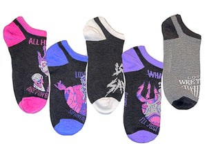 Bioworld Disney Villains Socks Womens' 5 Pack Ankle No Show Socks