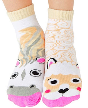 PALS SOCKS Brand Unisex Kids PANDA & TIGER MISMATCHED GRIPPER BOTTOM SOCKS  (CHOOSE SIZE)